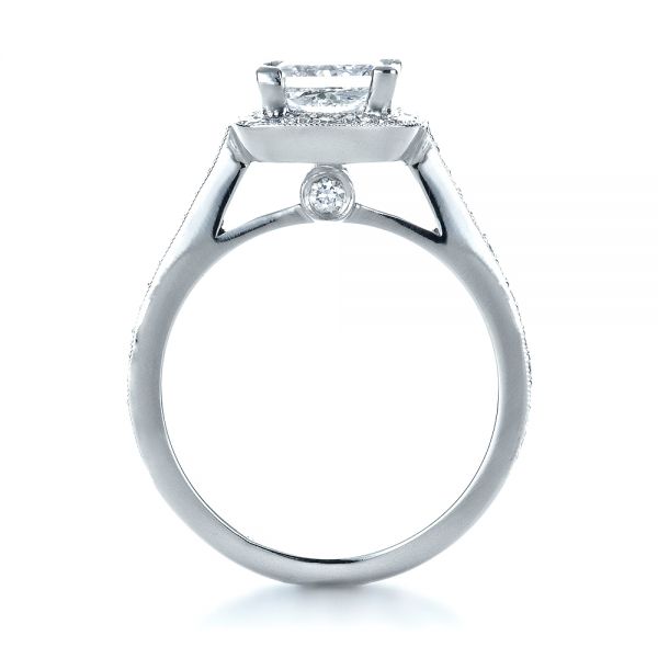 Platinum Custom Diamond Halo Engagement Ring - Front View - 1435