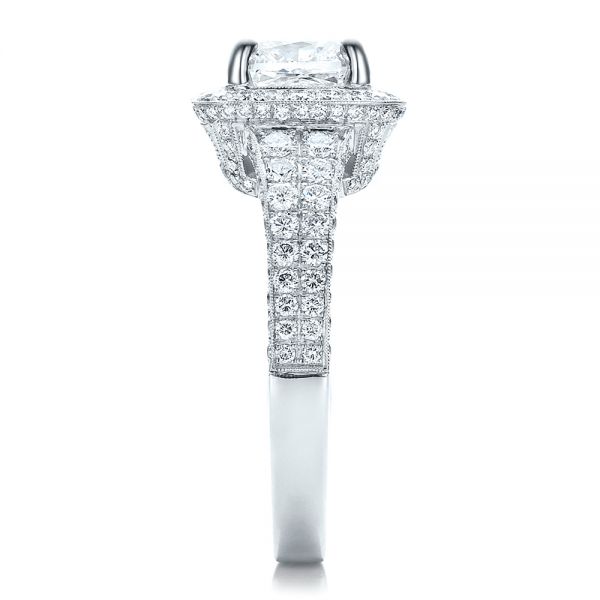 Platinum Custom Diamond Halo Engagement Ring - Side View - 100098