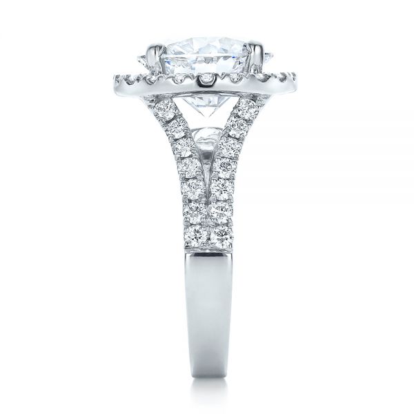 18k White Gold 18k White Gold Custom Diamond Halo Engagement Ring - Side View - 100484