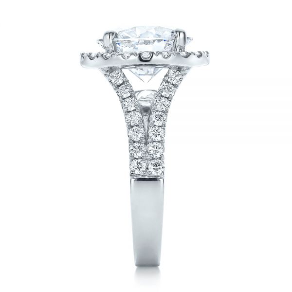 18k White Gold 18k White Gold Custom Diamond Halo Engagement Ring - Side View -  100484