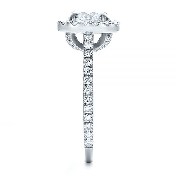 18k White Gold 18k White Gold Custom Diamond Halo Engagement Ring - Side View -  100629