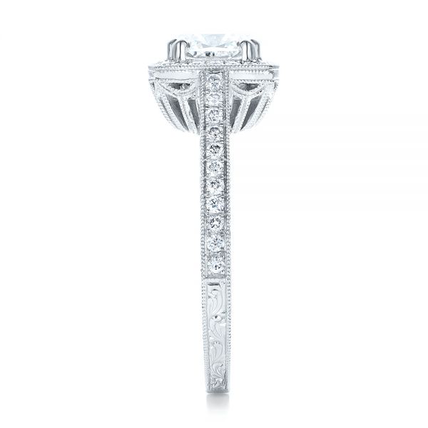 Platinum Custom Diamond Halo Engagement Ring - Side View - 100924