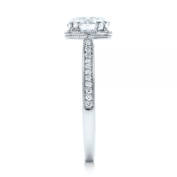 18k White Gold Custom Diamond Halo Engagement Ring - Side View - 101183