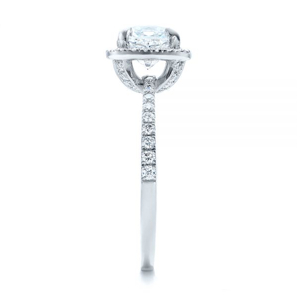 Platinum Custom Diamond Halo Engagement Ring - Side View - 101224