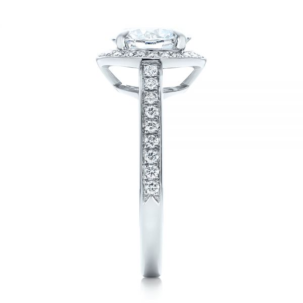 18k White Gold 18k White Gold Custom Diamond Halo Engagement Ring - Side View -  101726