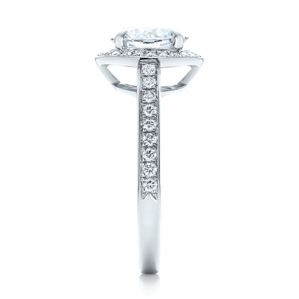 Platinum Custom Diamond Halo Engagement Ring - Side View - 101726