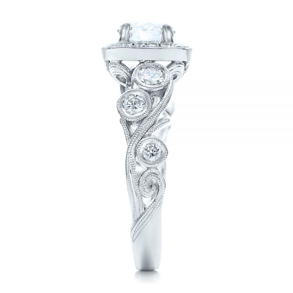  Platinum Platinum Custom Diamond Halo Engagement Ring - Side View -  102021