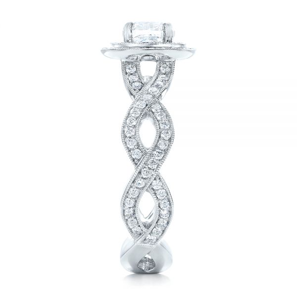 18k White Gold 18k White Gold Custom Diamond Halo Engagement Ring - Side View -  102119
