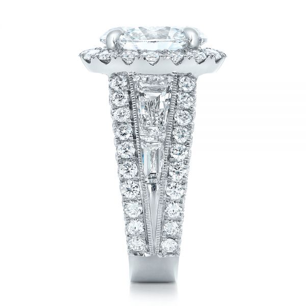 18k White Gold 18k White Gold Custom Diamond Halo Engagement Ring - Side View -  102156