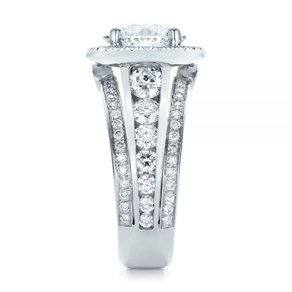  Platinum Custom Diamond Halo Engagement Ring - Side View -  102158