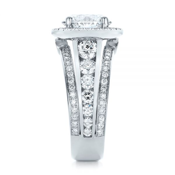 14k White Gold 14k White Gold Custom Diamond Halo Engagement Ring - Side View -  102158