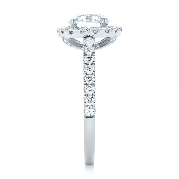 18k White Gold 18k White Gold Custom Diamond Halo Engagement Ring - Side View -  102260