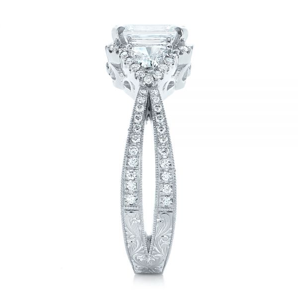 14k White Gold 14k White Gold Custom Diamond Halo Engagement Ring - Side View -  102263