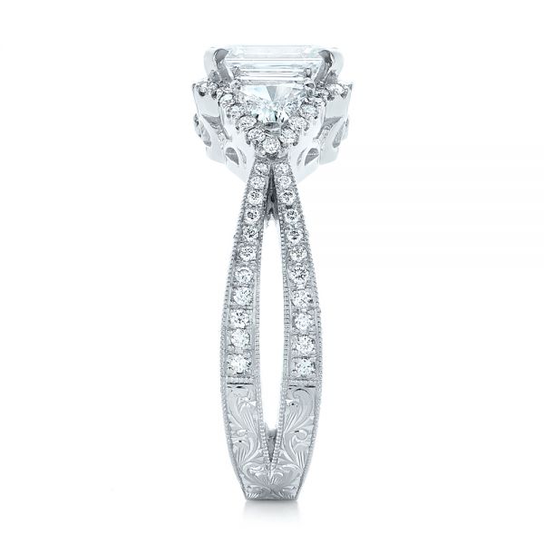 Platinum Custom Diamond Halo Engagement Ring - Side View - 102263