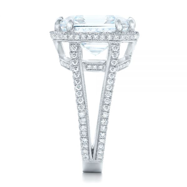 18k White Gold 18k White Gold Custom Diamond Halo Engagement Ring - Side View -  102368