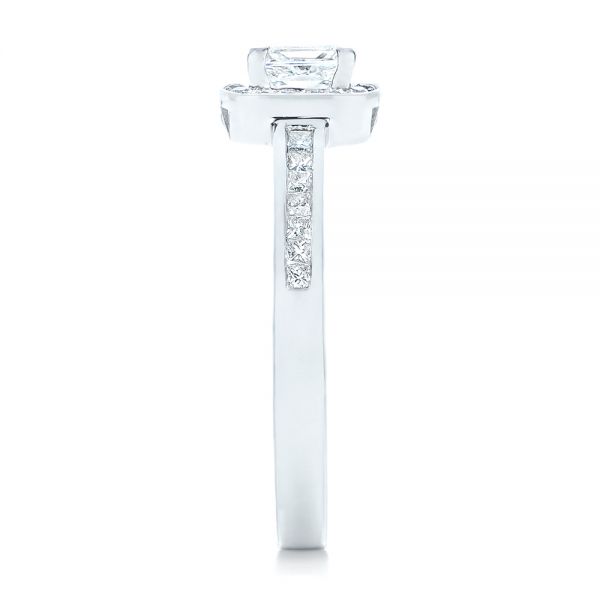 14k White Gold Custom Diamond Halo Engagement Ring - Side View -  102437