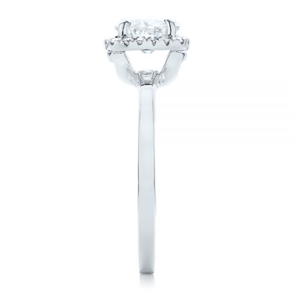 14k White Gold Custom Diamond Halo Engagement Ring - Side View -  102460