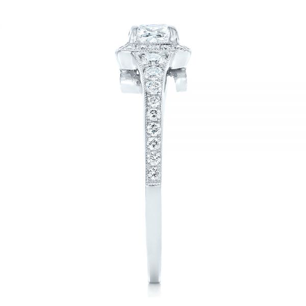 18k White Gold Custom Diamond Halo Engagement Ring - Side View - 102597