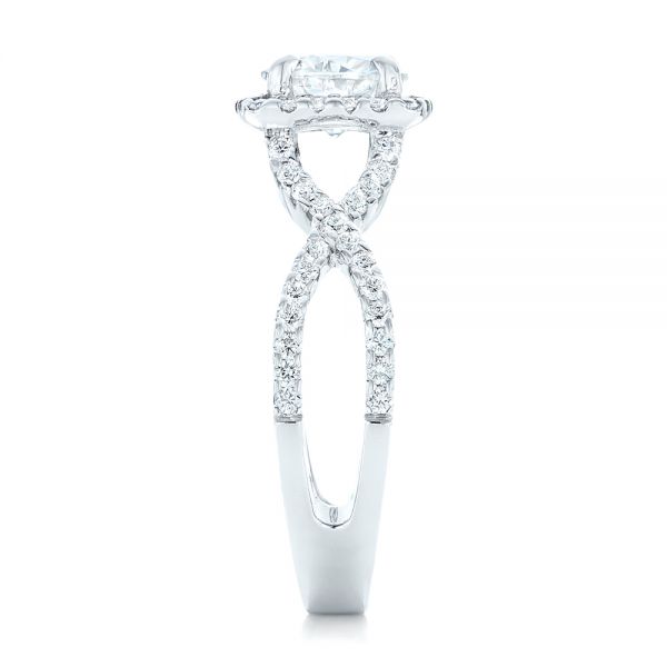 14k White Gold Custom Diamond Halo Engagement Ring - Side View -  102748