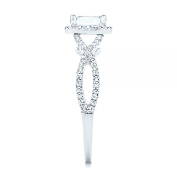 14k White Gold 14k White Gold Custom Diamond Halo Engagement Ring - Side View -  102751