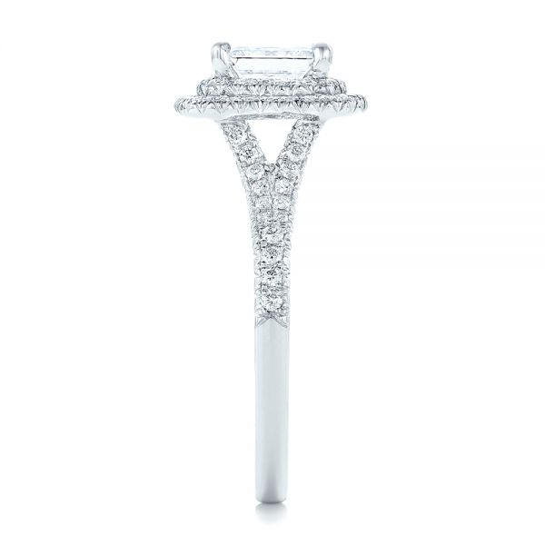 14k White Gold Custom Diamond Halo Engagement Ring - Side View -  102771