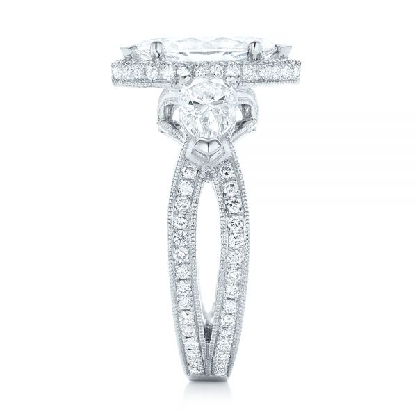 18k White Gold 18k White Gold Custom Diamond Halo Engagement Ring - Side View -  102873