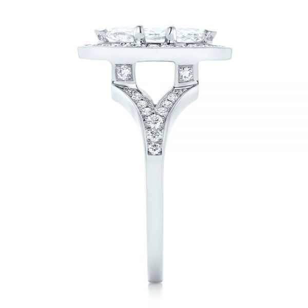 18k White Gold Custom Diamond Halo Engagement Ring - Side View -  102910