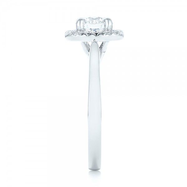 14k White Gold Custom Diamond Halo Engagement Ring - Side View -  103002