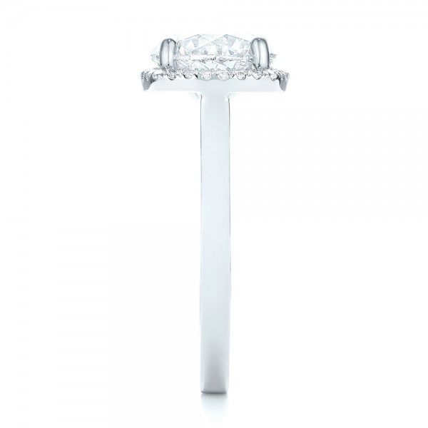 18k White Gold 18k White Gold Custom Diamond Halo Engagement Ring - Side View -  103005