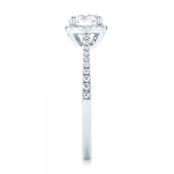 14k White Gold Custom Diamond Halo Engagement Ring - Side View -  103037