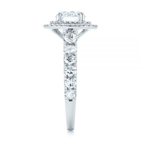 14k White Gold 14k White Gold Custom Diamond Halo Engagement Ring - Side View -  103139