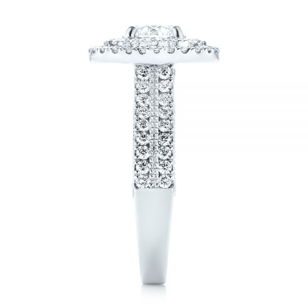 18k White Gold 18k White Gold Custom Diamond Halo Engagement Ring - Side View -  103223