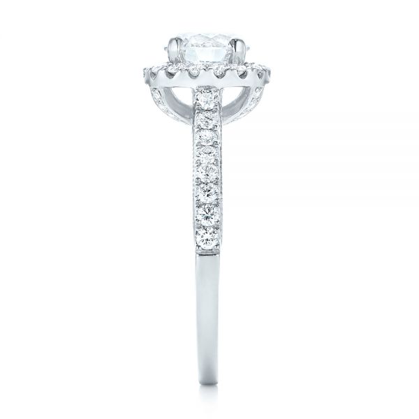 18k White Gold 18k White Gold Custom Diamond Halo Engagement Ring - Side View -  103268