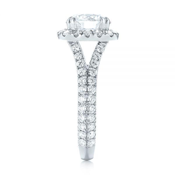 18k White Gold 18k White Gold Custom Diamond Halo Engagement Ring - Side View -  103357