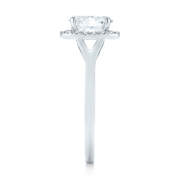 14k White Gold Custom Diamond Halo Engagement Ring - Side View -  103413