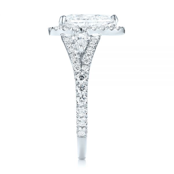 18k White Gold 18k White Gold Custom Diamond Halo Engagement Ring - Side View -  103632
