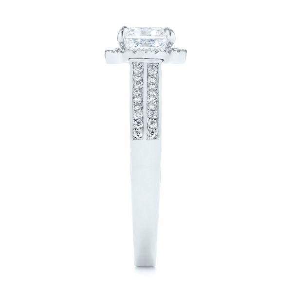 18k White Gold 18k White Gold Custom Diamond Halo Engagement Ring - Side View -  104070