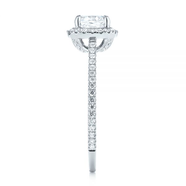 14k White Gold Custom Diamond Halo Engagement Ring - Side View -  104686