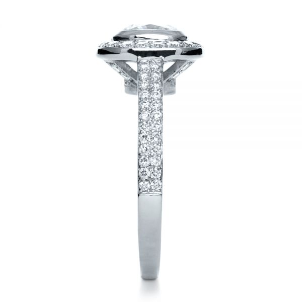 18k White Gold 18k White Gold Custom Diamond Halo Engagement Ring - Side View -  1116