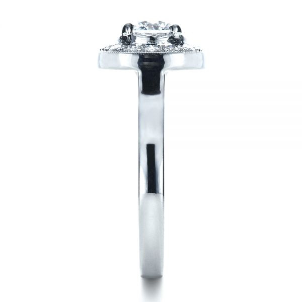 14k White Gold Custom Diamond Halo Engagement Ring - Side View - 1330