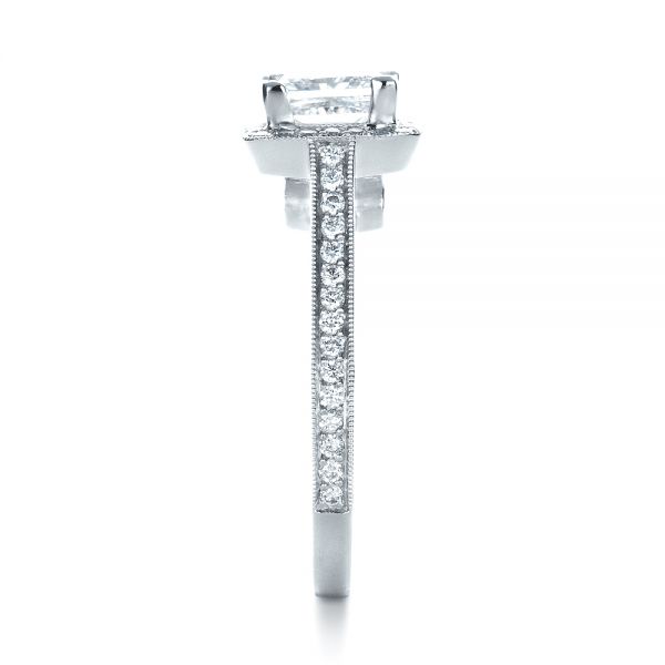 18k White Gold 18k White Gold Custom Diamond Halo Engagement Ring - Side View -  1435