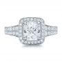  Platinum Custom Diamond Halo Engagement Ring - Top View -  100098 - Thumbnail