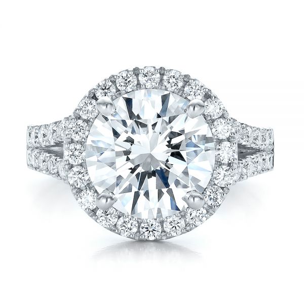  Platinum Custom Diamond Halo Engagement Ring - Top View -  100484