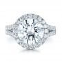 18k White Gold 18k White Gold Custom Diamond Halo Engagement Ring - Top View -  100484 - Thumbnail