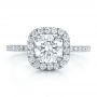 18k White Gold 18k White Gold Custom Diamond Halo Engagement Ring - Top View -  100629 - Thumbnail