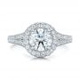 18k White Gold 18k White Gold Custom Diamond Halo Engagement Ring - Top View -  100644 - Thumbnail