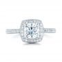  Platinum Custom Diamond Halo Engagement Ring - Top View -  100924 - Thumbnail