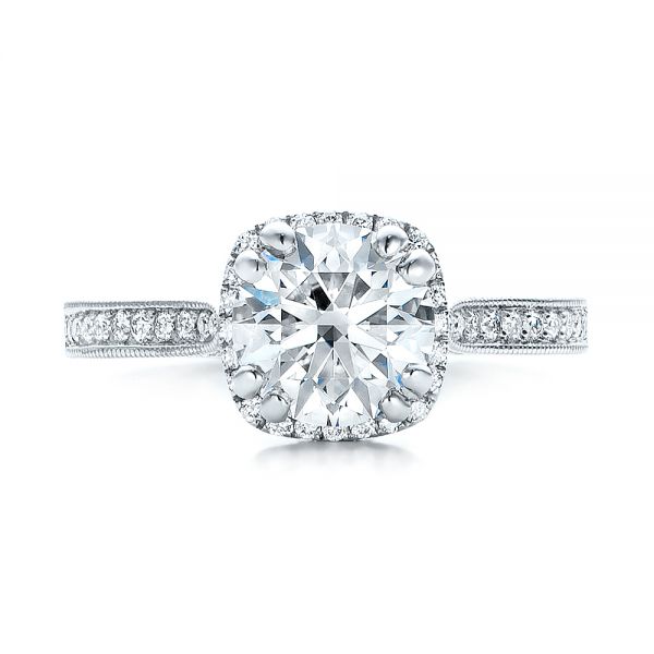  Platinum Platinum Custom Diamond Halo Engagement Ring - Top View -  101183