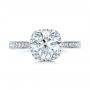 18k White Gold Custom Diamond Halo Engagement Ring - Top View -  101183 - Thumbnail