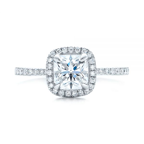  Platinum Custom Diamond Halo Engagement Ring - Top View -  101224